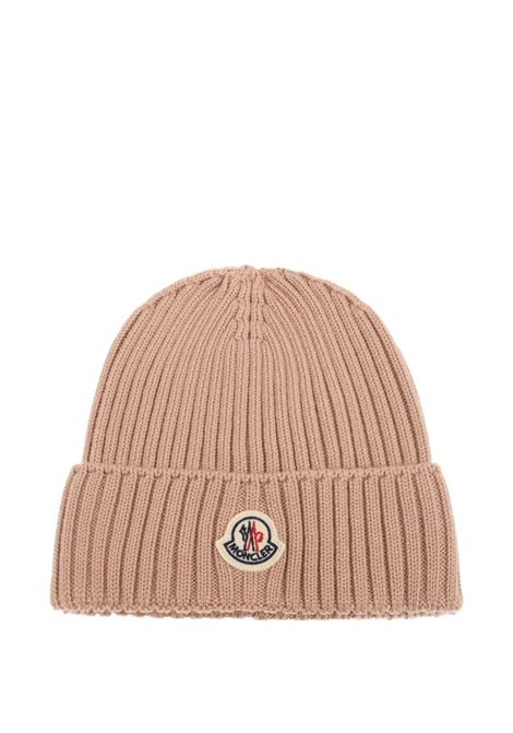 Berretto Tricot Rosa Con Patch Logo MONCLER ENFANT | 954-3B00012 M1131513
